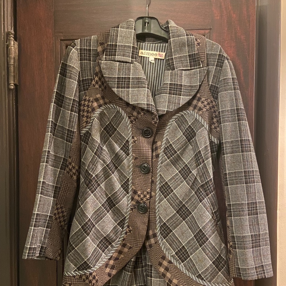 Aimee G plaid and houndstooth coat- three garments for the price of one!